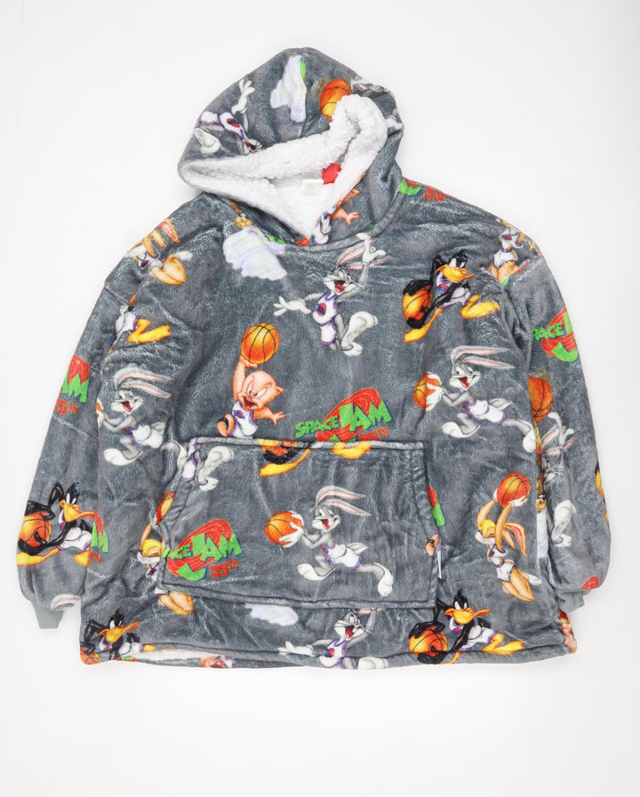 The Oodie Boys Grey Space Jam 25th Anniversary Hooded Fleece Robe 4-13 Years