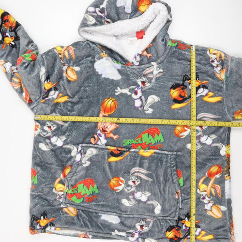 The Oodie Boys Grey Space Jam 25th Anniversary Hooded Fleece Robe 4-13 Years