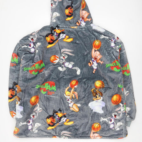 The Oodie Boys Grey Space Jam 25th Anniversary Hooded Fleece Robe 4-13 Years