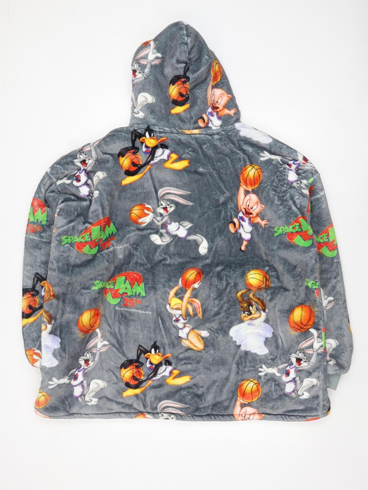 The Oodie Boys Grey Space Jam 25th Anniversary Hooded Fleece Robe 4-13 Years