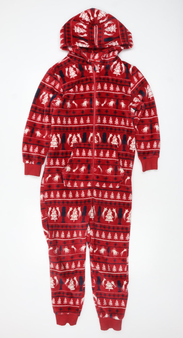 Threadbare Boys Red Christmas Fleece Hooded One Piece 9-10 Years