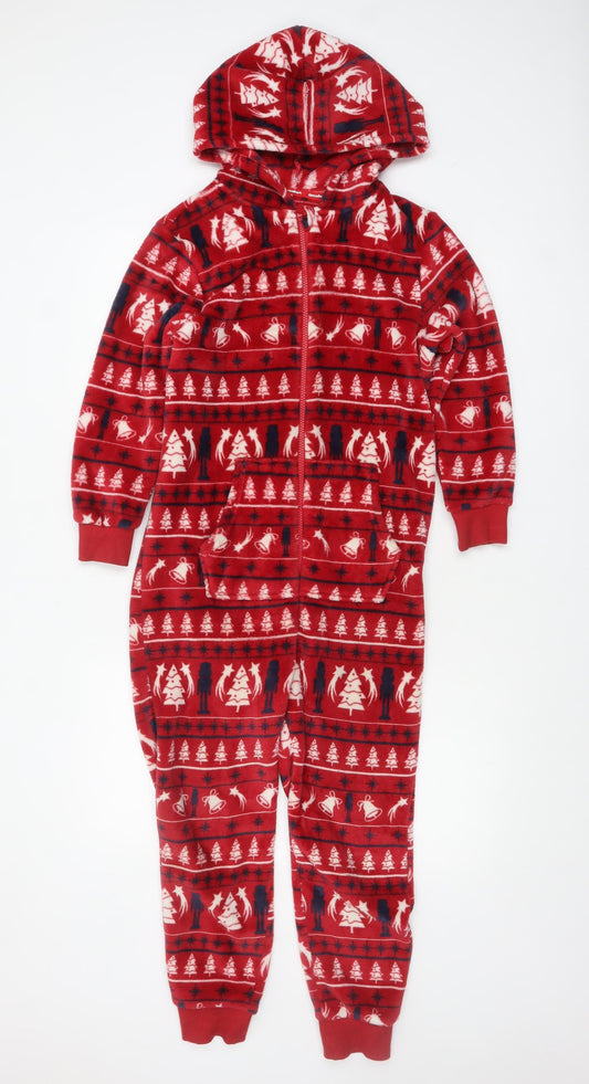 Threadbare Boys Red Christmas Fleece Hooded One Piece 9-10 Years