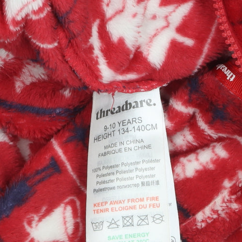 Threadbare Boys Red Christmas Fleece Hooded One Piece 9-10 Years