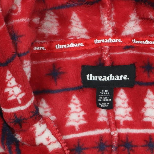 Threadbare Boys Red Christmas Fleece Hooded One Piece 9-10 Years