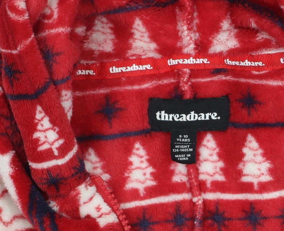 Threadbare Boys Red Christmas Fleece Hooded One Piece 9-10 Years