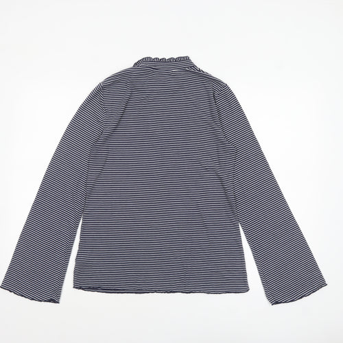 Next Womens Blue White Striped Roll Neck Long Sleeve Jersey Top Size 12