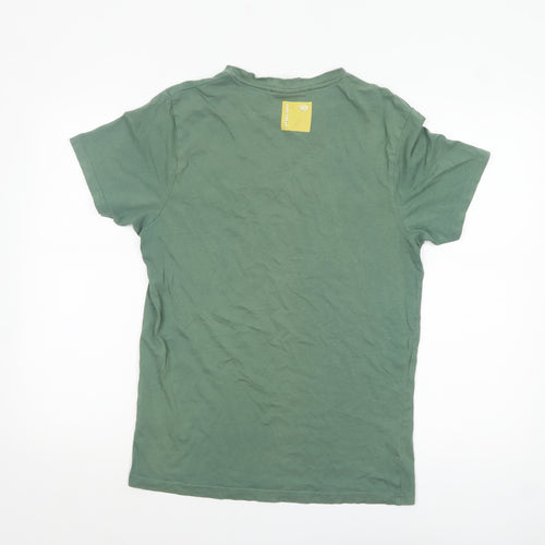 Duck & Cover Men's Green Graphic Printed Cotton T-Shirt M