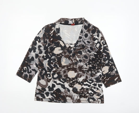Olsen Women's Multicoloured Animal Print V-Neck 3/4 Sleeve Tunic Top Size 16