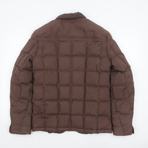 AllSaints Men's Brown Quilted Puffer Jacket Medium Polyamide Lined