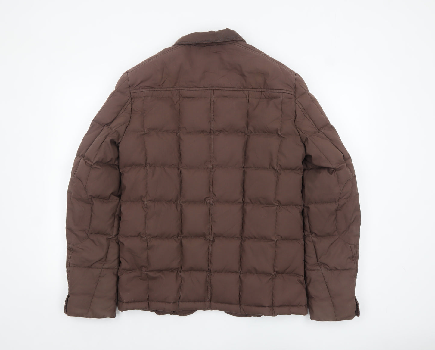 AllSaints Men's Brown Quilted Puffer Jacket Medium Polyamide Lined