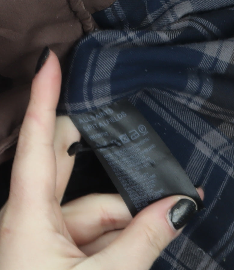 AllSaints Men's Brown Quilted Puffer Jacket Medium Polyamide Lined