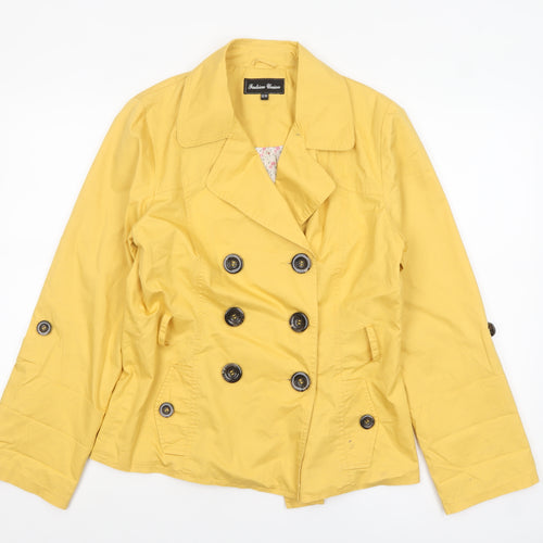 Fashion Union Womens Yellow Cotton Pea Coat Jacket Size 12