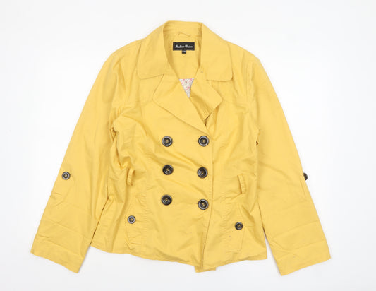 Fashion Union Womens Yellow Cotton Pea Coat Jacket Size 12