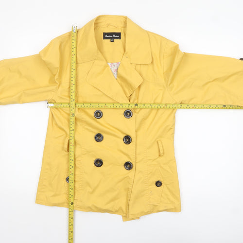Fashion Union Womens Yellow Cotton Pea Coat Jacket Size 12