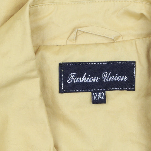 Fashion Union Womens Yellow Cotton Pea Coat Jacket Size 12