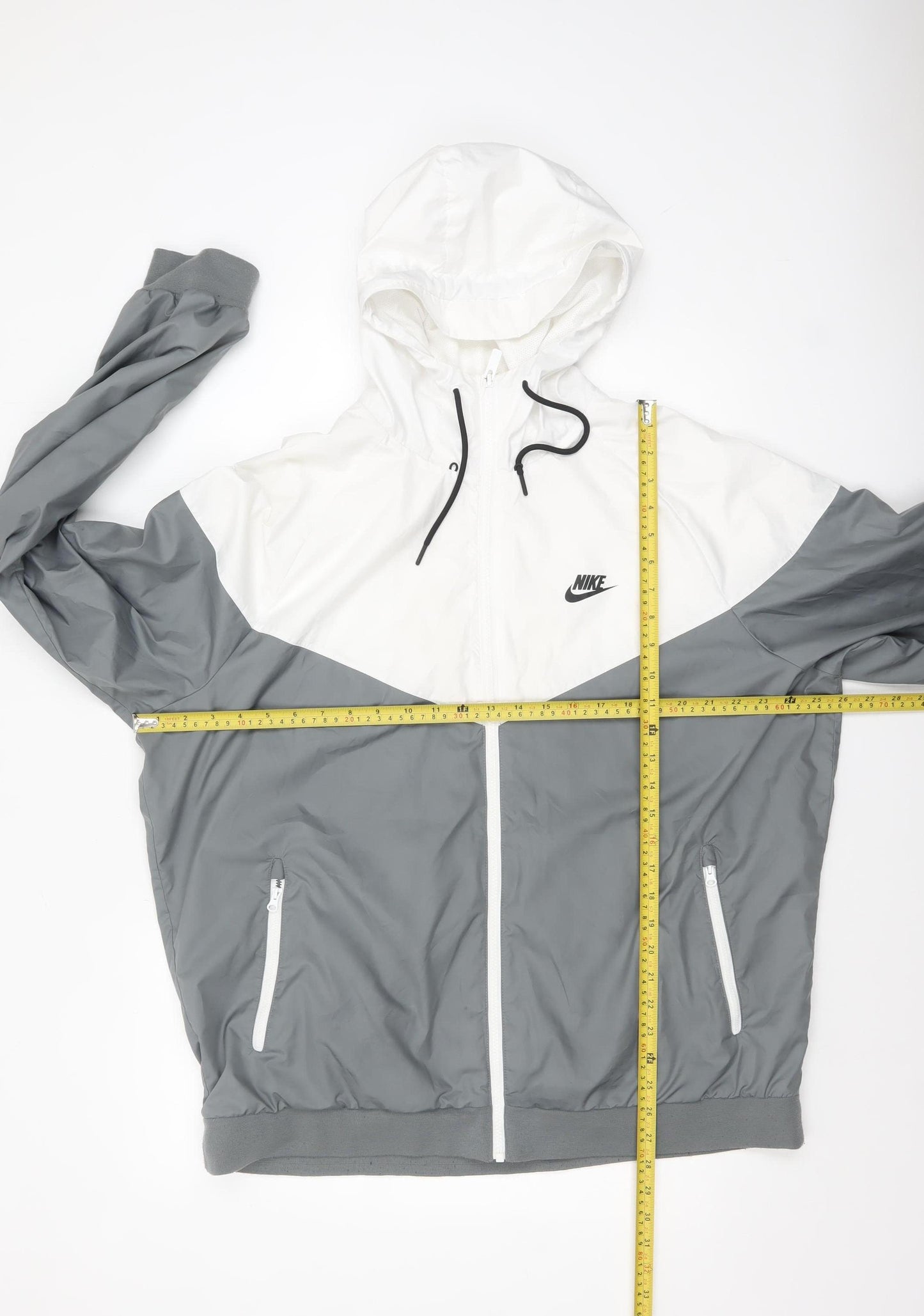 Nike Men's Grey & White XL Windbreaker Hooded Jacket