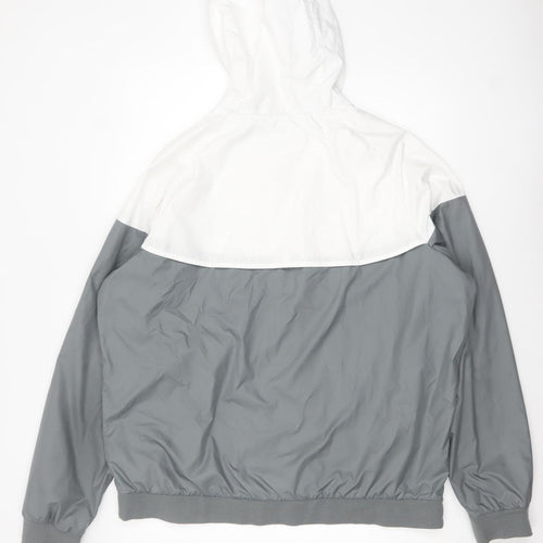 Nike Men's Grey & White XL Windbreaker Hooded Jacket