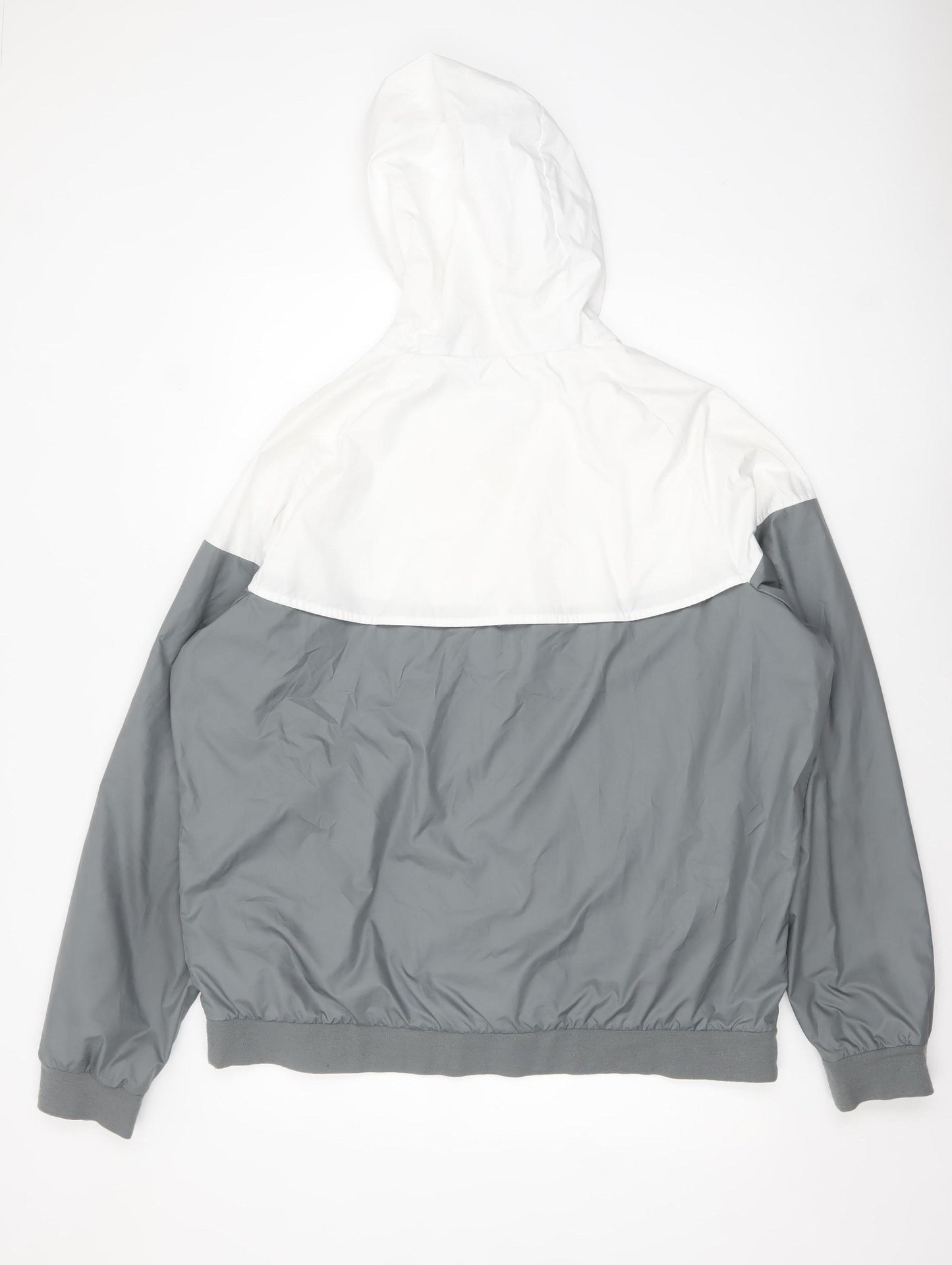 Nike Men's Grey & White XL Windbreaker Hooded Jacket