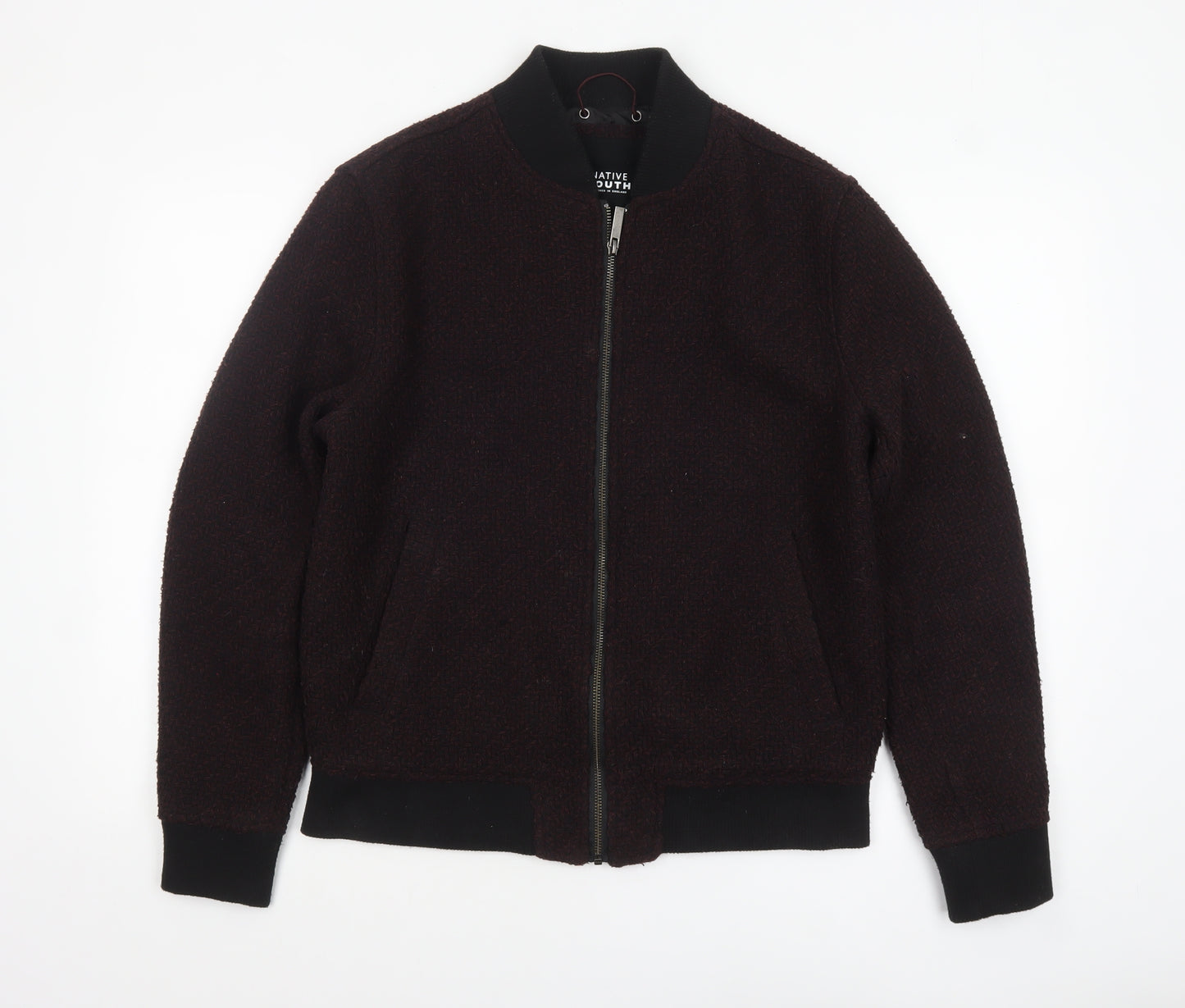 Native Youth Men's Brown Wool Blend Bomber Jacket Size M