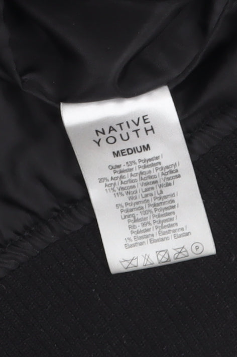 Native Youth Men's Brown Wool Blend Bomber Jacket Size M