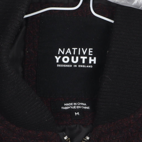 Native Youth Men's Brown Wool Blend Bomber Jacket Size M