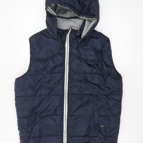 New Look Men Blue Hooded Quilted Bodywarmer Vest Size S