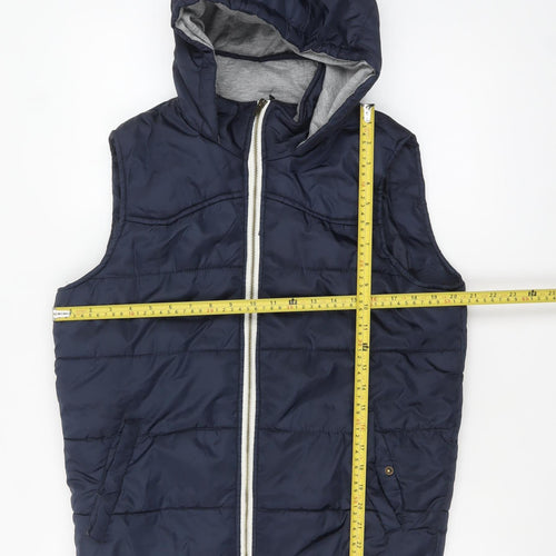 New Look Men Blue Hooded Quilted Bodywarmer Vest Size S