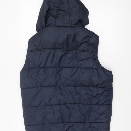New Look Men Blue Hooded Quilted Bodywarmer Vest Size S