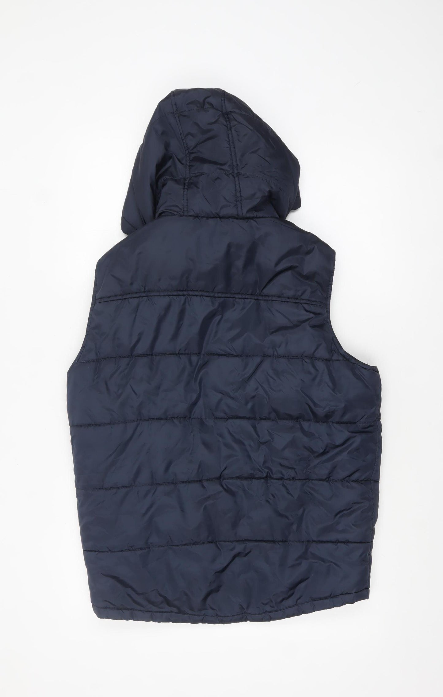 New Look Men Blue Hooded Quilted Bodywarmer Vest Size S