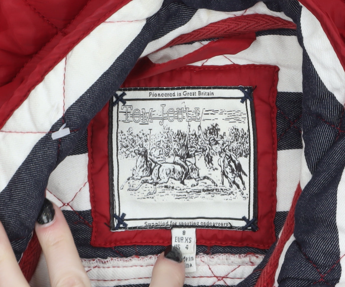 Joules Women's Red Quilted Belted Mid-Length Jacket Size 8