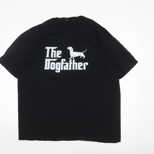 Gildan Men's Black 2XL Funny Dog Graphic Cotton T-Shirt