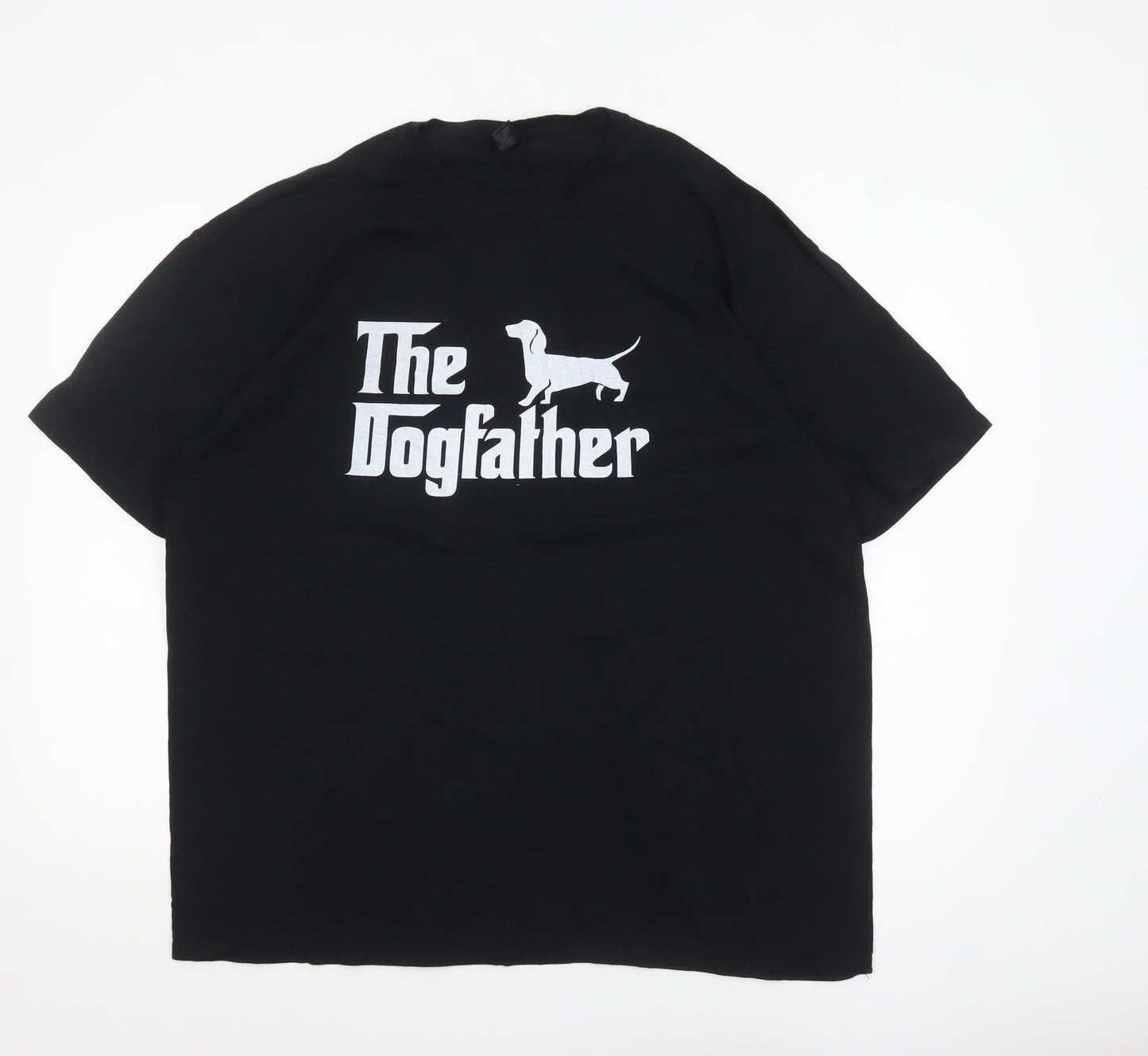 Gildan Men's Black 2XL Funny Dog Graphic Cotton T-Shirt