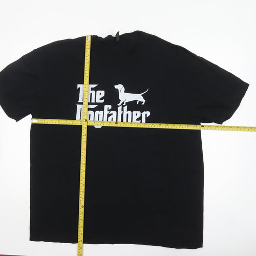 Gildan Men's Black 2XL Funny Dog Graphic Cotton T-Shirt