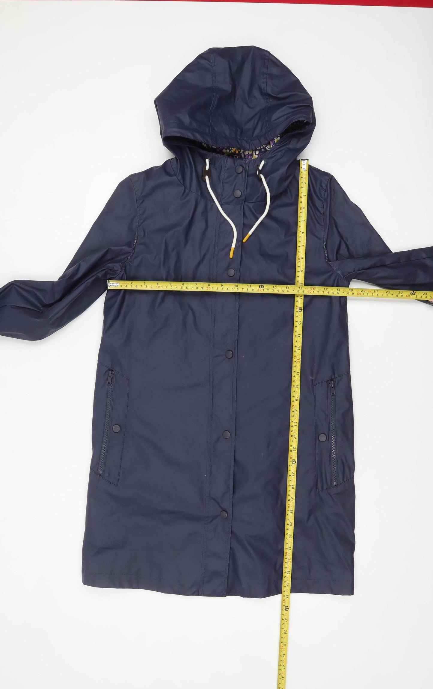 Next Womens Blue Hooded Rain Coat Size 12 Waterproof Long Jacket