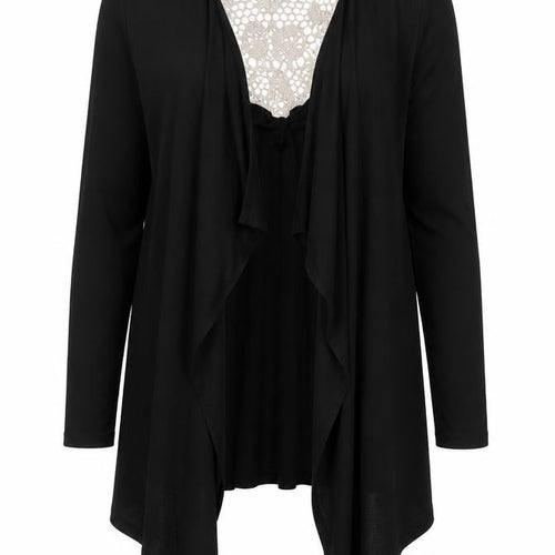 Rebellion Womens Black Crochet Trim Open Cardigan M