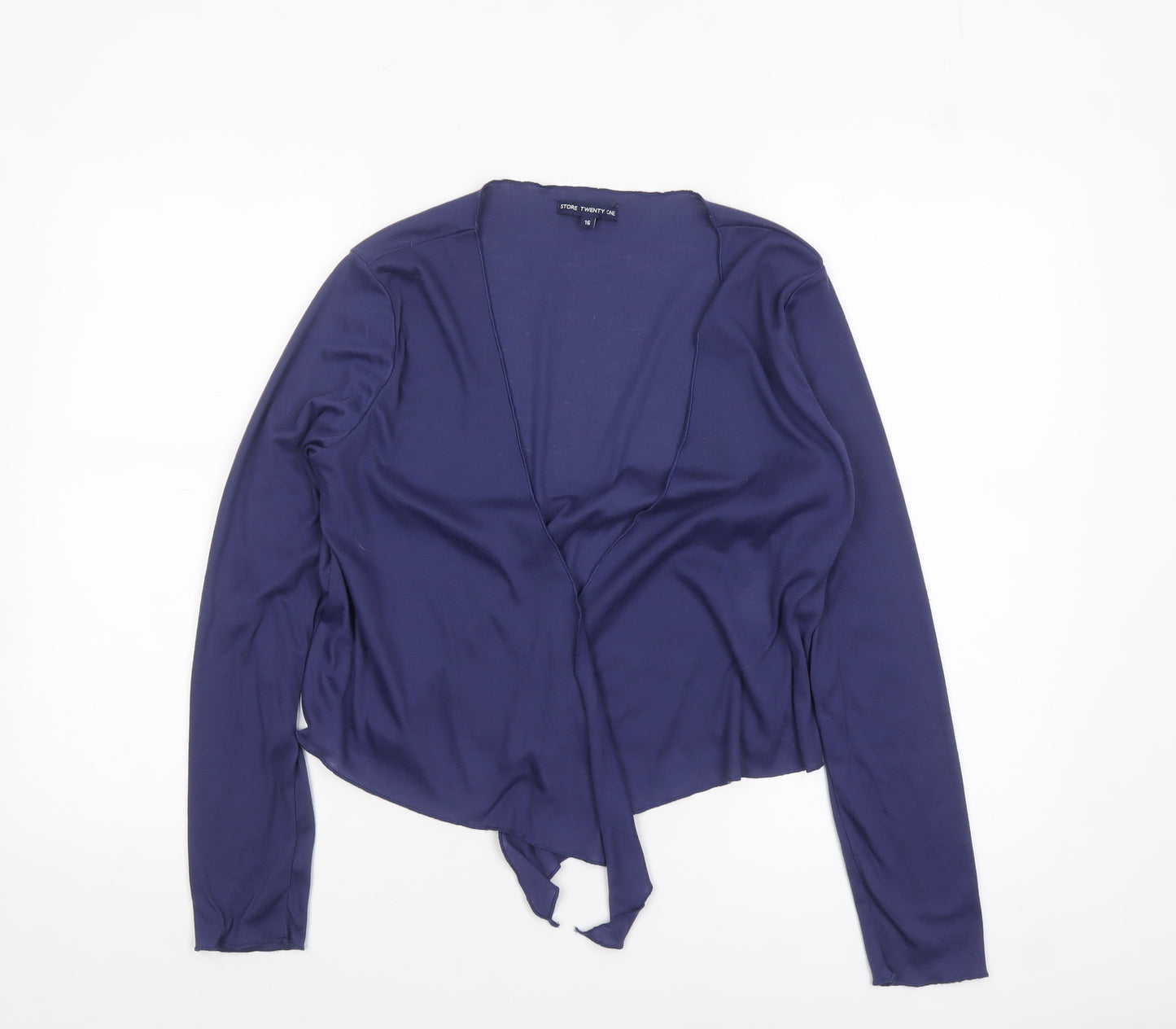 Store Twenty One Women's Blue Wrap Blouse Size 16 Long Sleeve