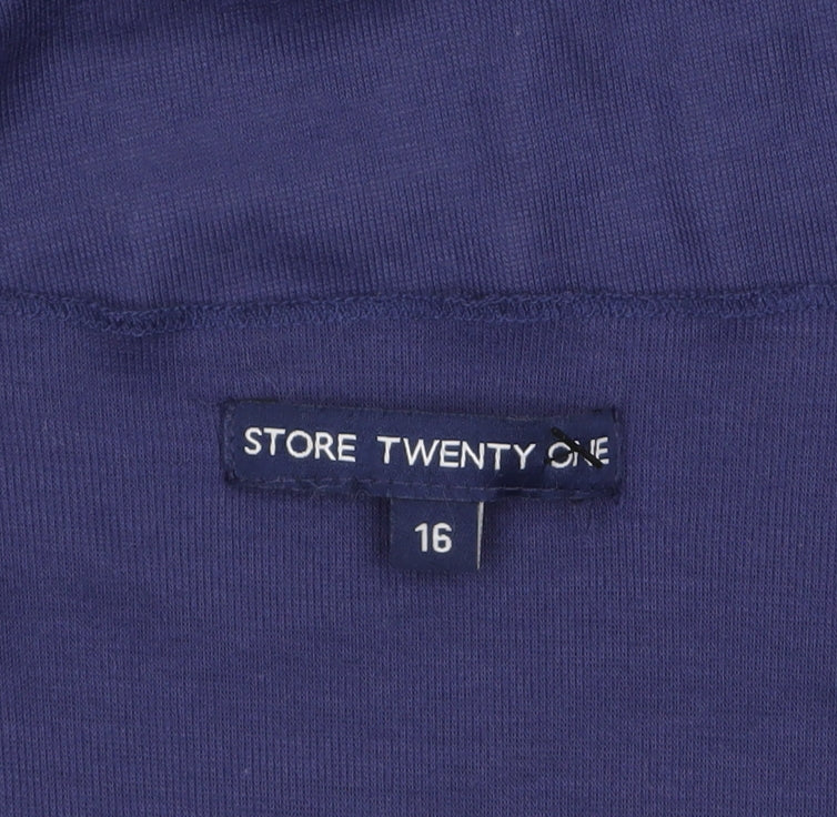 Store Twenty One Women's Blue Wrap Blouse Size 16 Long Sleeve