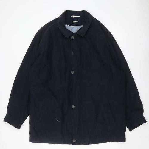 Bugatti Men's Blue Polyester Mid-Length Overcoat Jacket Size 56