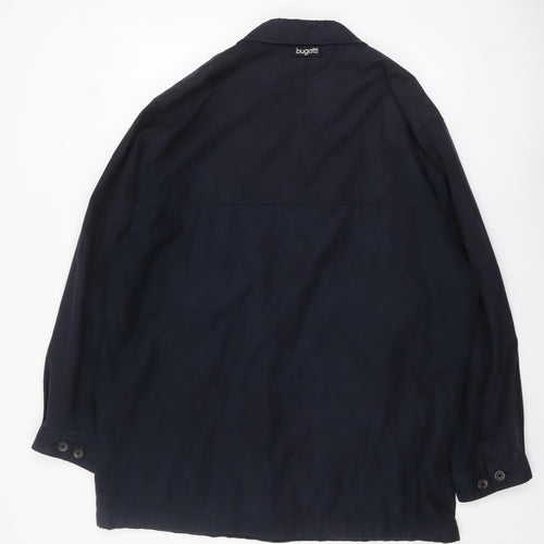 Bugatti Men's Blue Polyester Mid-Length Overcoat Jacket Size 56