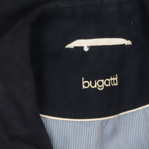 Bugatti Men's Blue Polyester Mid-Length Overcoat Jacket Size 56