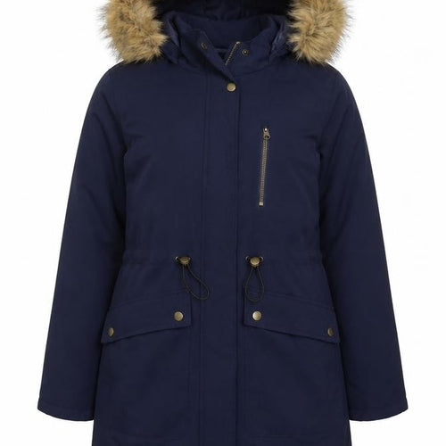 Tu Women's Blue Faux Fur Hooded Parka Coat Size 8
