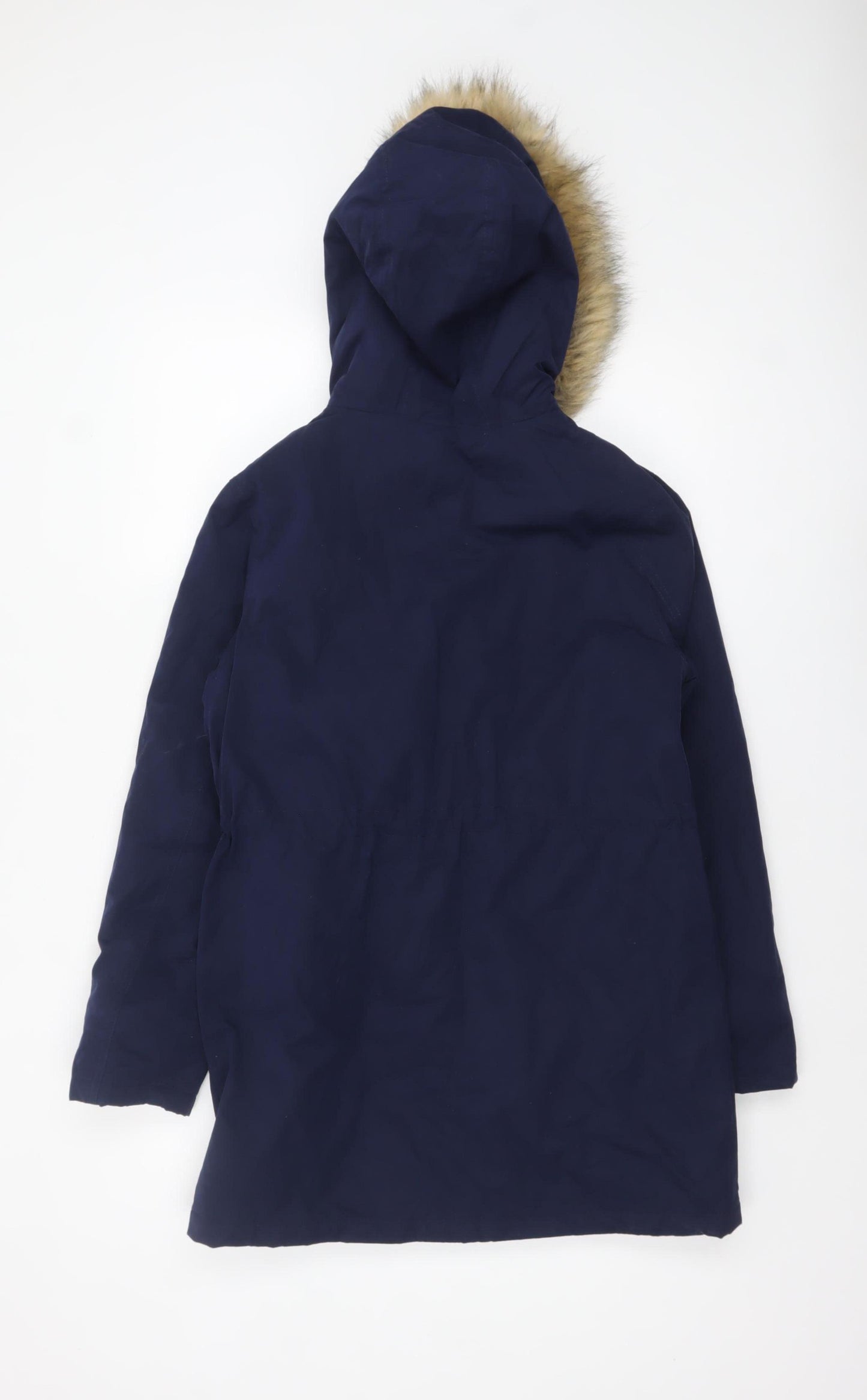 Tu Women's Blue Faux Fur Hooded Parka Coat Size 8