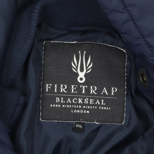 Firetrap Boys Blue Hooded Puffer Jacket 10-11 Years Nylon Winter Coat