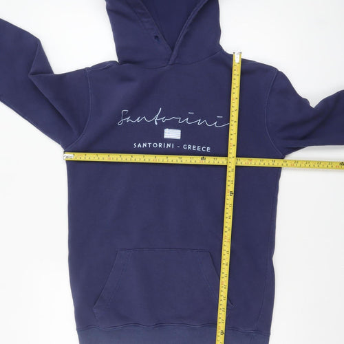 StrangeA Men’s Blue Santorini Pullover Hoodie Size S Graphic Fleece