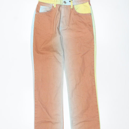 Zara Women Multicolour Straight Jeans Size 10 Cotton Denim