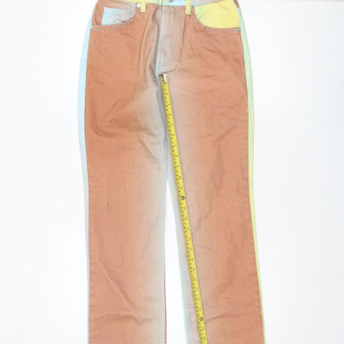Zara Women Multicolour Straight Jeans Size 10 Cotton Denim