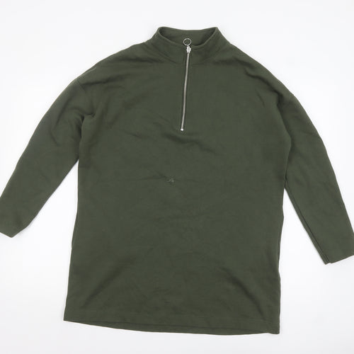 Tu Women Khaki Green 1/2 Zip Long Sleeve Pullover Sweatshirt Size 14