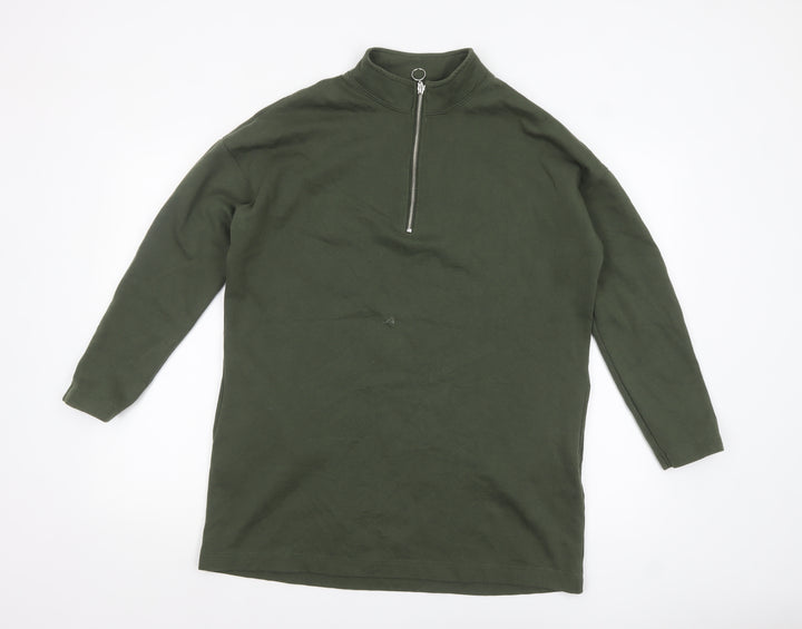 Tu Women Khaki Green 1/2 Zip Long Sleeve Pullover Sweatshirt Size 14
