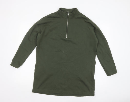 Tu Women Khaki Green 1/2 Zip Long Sleeve Pullover Sweatshirt Size 14