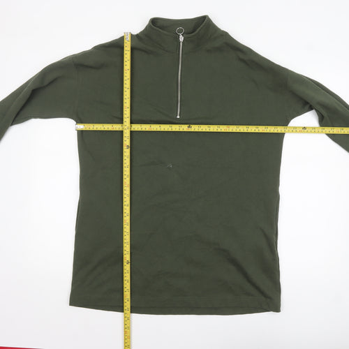Tu Women Khaki Green 1/2 Zip Long Sleeve Pullover Sweatshirt Size 14